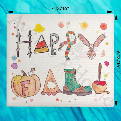 Happy Fall Birds Swedish Dishcloth – Cozy Autumn Gift