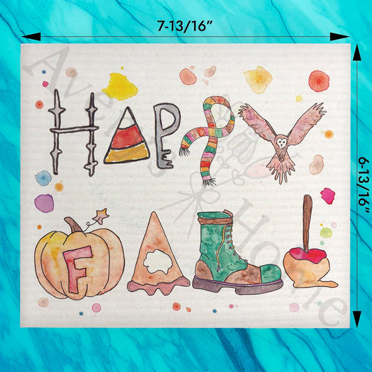 Happy Fall Birds Swedish Dishcloth – Cozy Autumn Gift