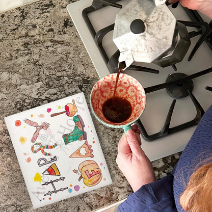 Happy Fall Birds Swedish Dishcloth – Cozy Autumn Gift