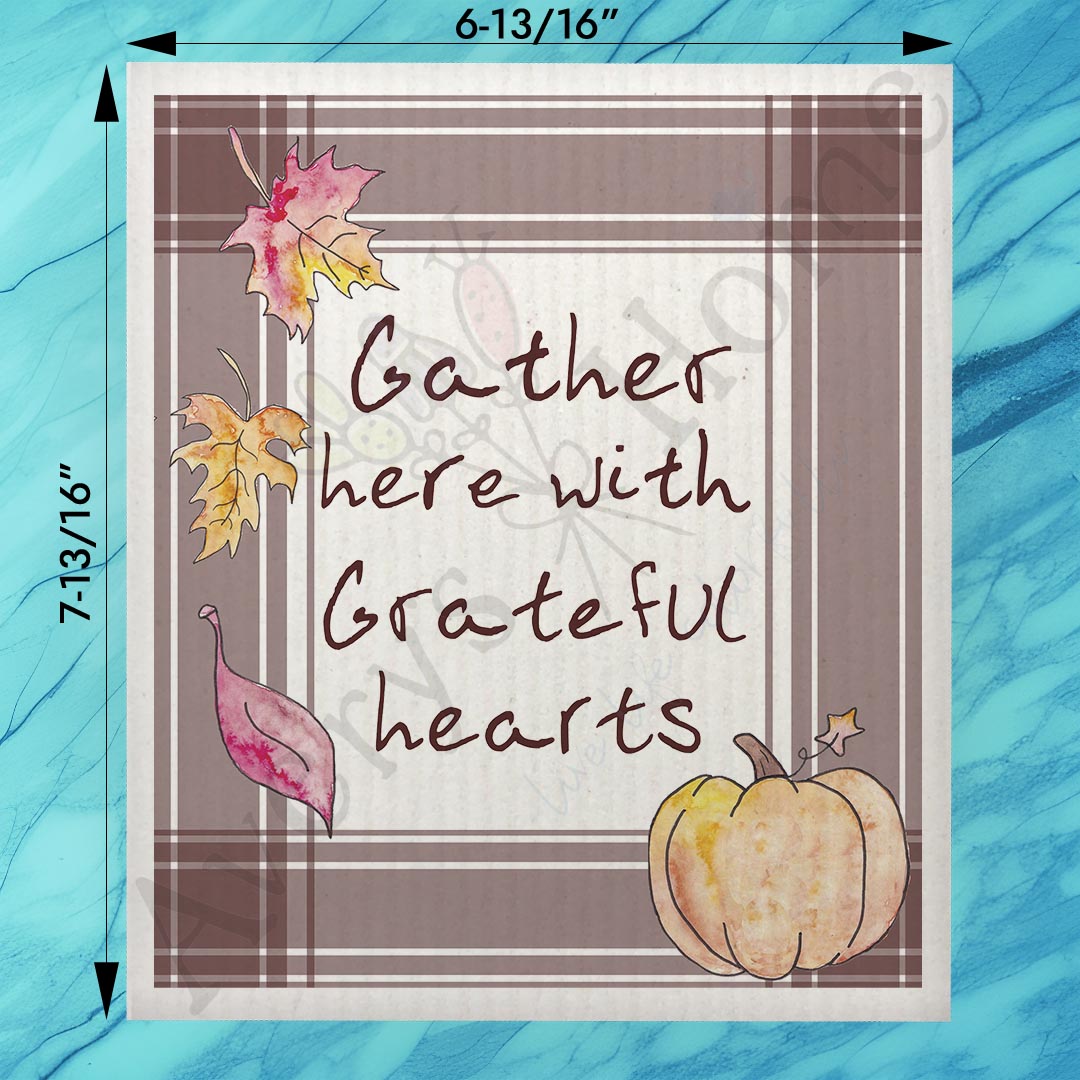 Gather Here Swedish Dishcloth – Thanksgiving Kitchen Quote