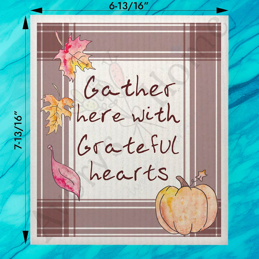 Gather Here Swedish Dishcloth – Thanksgiving Kitchen Quote