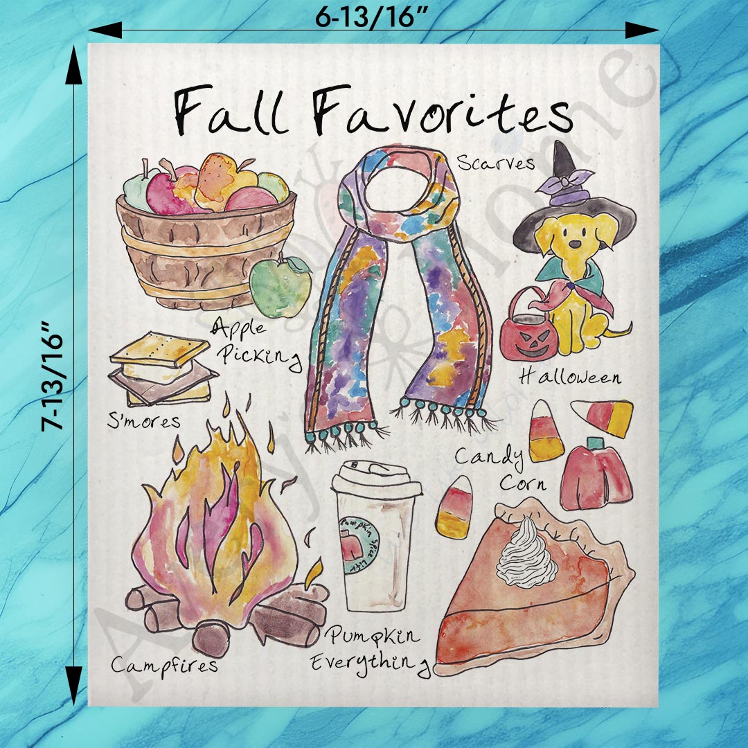 Favorite Things Fall Swedish Dishcloth – Autumn Sentiment Gift