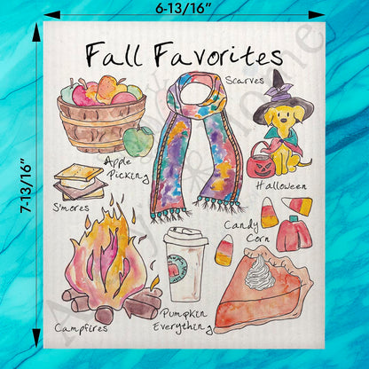 Favorite Things Fall Swedish Dishcloth – Autumn Sentiment Gift