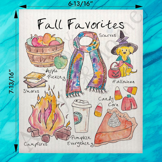 Favorite Things Fall Swedish Dishcloth – Autumn Sentiment Gift