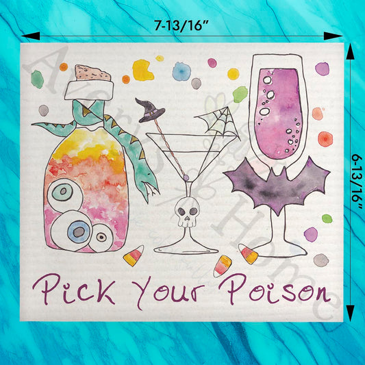 Witch Cocktails Swedish Dishcloth – Spooky Bar Decor