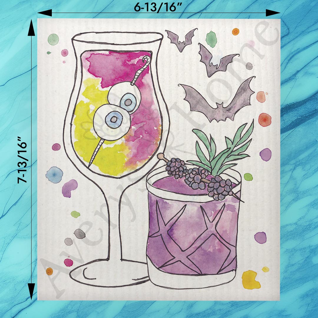 Here for the Boos Swedish Dishcloth – Halloween Cocktail Humor