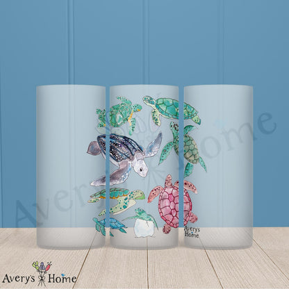 Sea Turtle Breeds 16oz Frosted Glass – Peaceful Ocean Decor