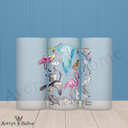 Coastal Birds 16oz Frosted Glass