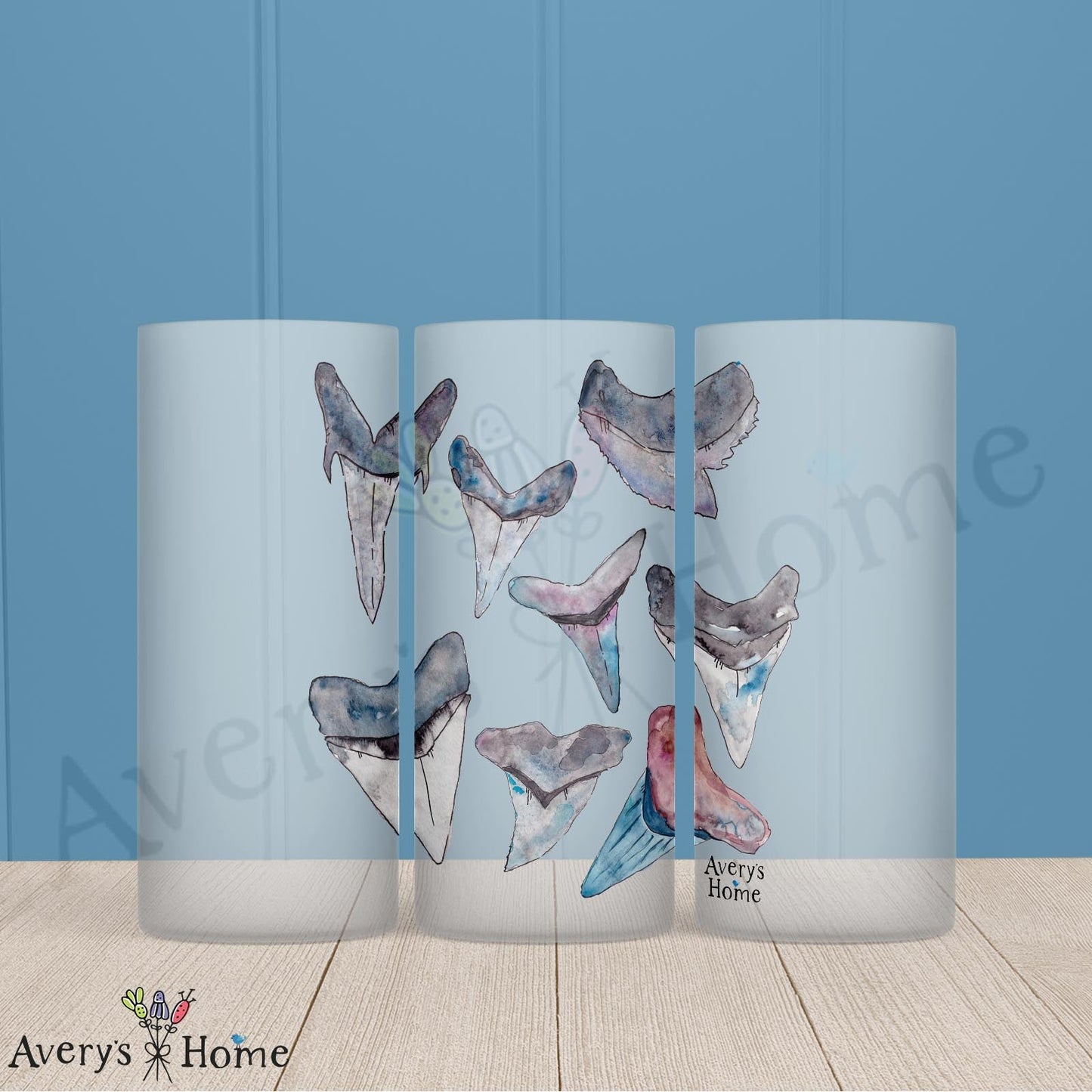 Shark Teeth 16oz Frosted Glass