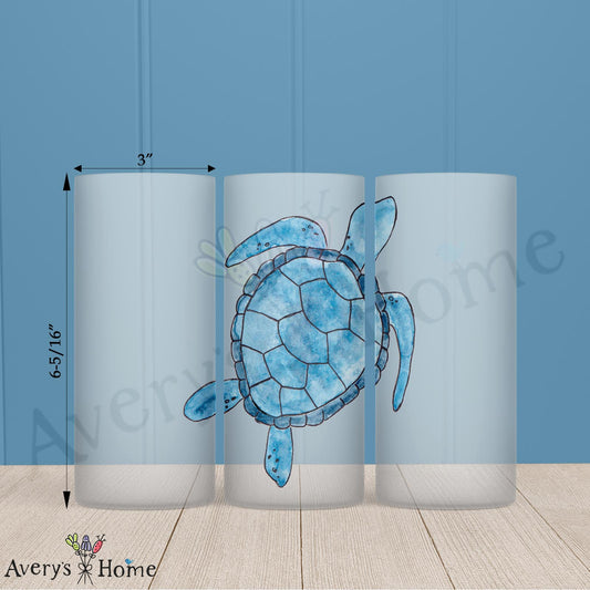 Navy Sea Turtle 16oz Frosted Glass