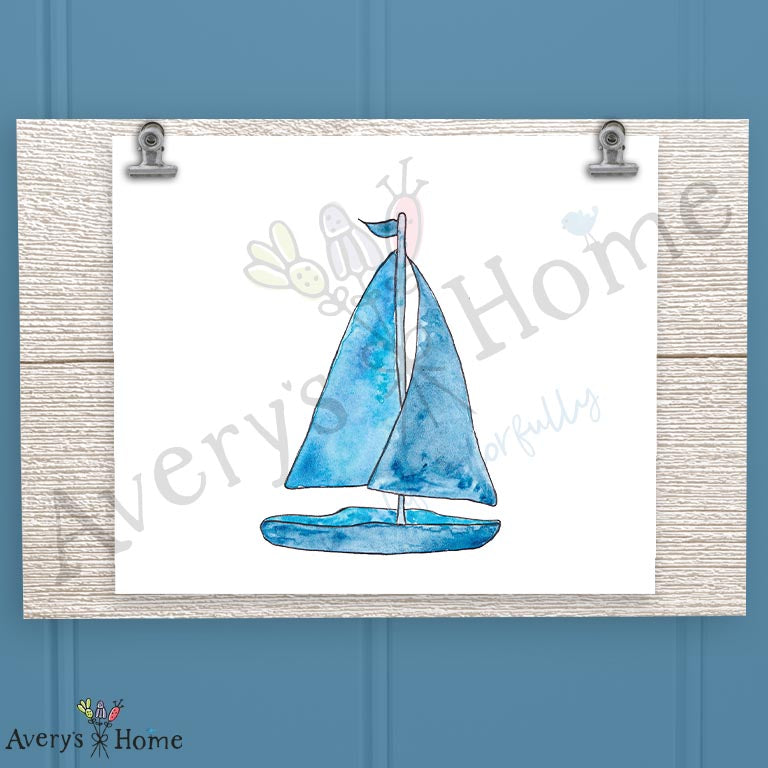 Navy Sailboat 16oz Frosted Glass