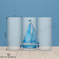 Navy Sailboat 16oz Frosted Glass
