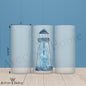 Blue Lighthouse 16oz Frosted Glass