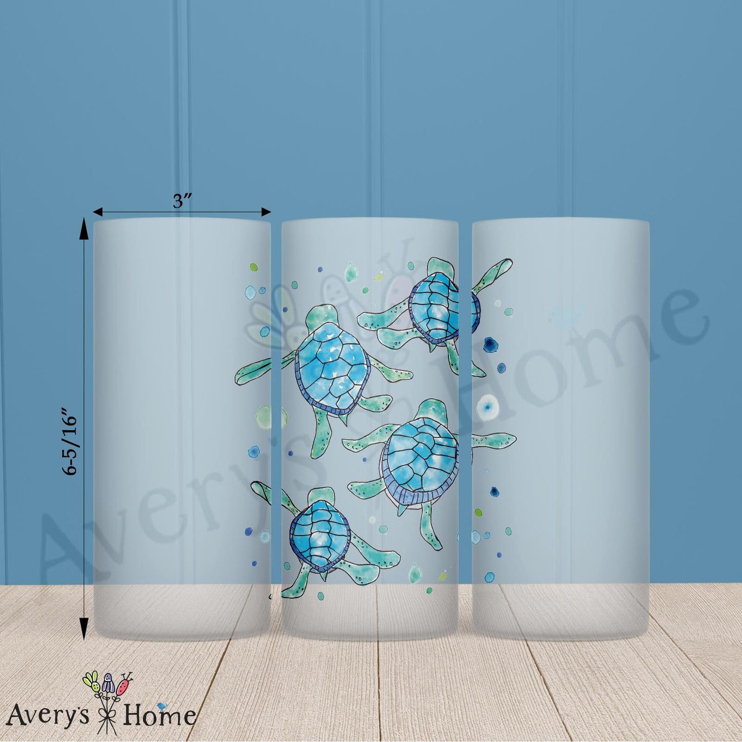 Baby Turtles Walking 16oz Frosted Glass