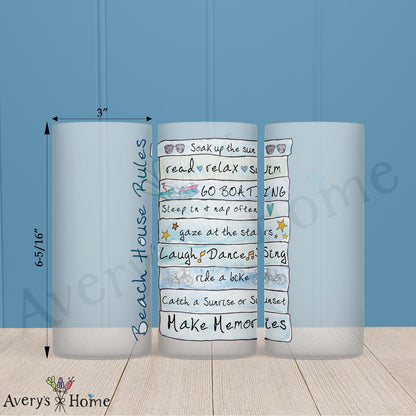 Beach House Rules 16oz Frosted Glass
