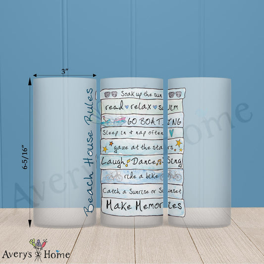 Beach House Rules 16oz Frosted Glass