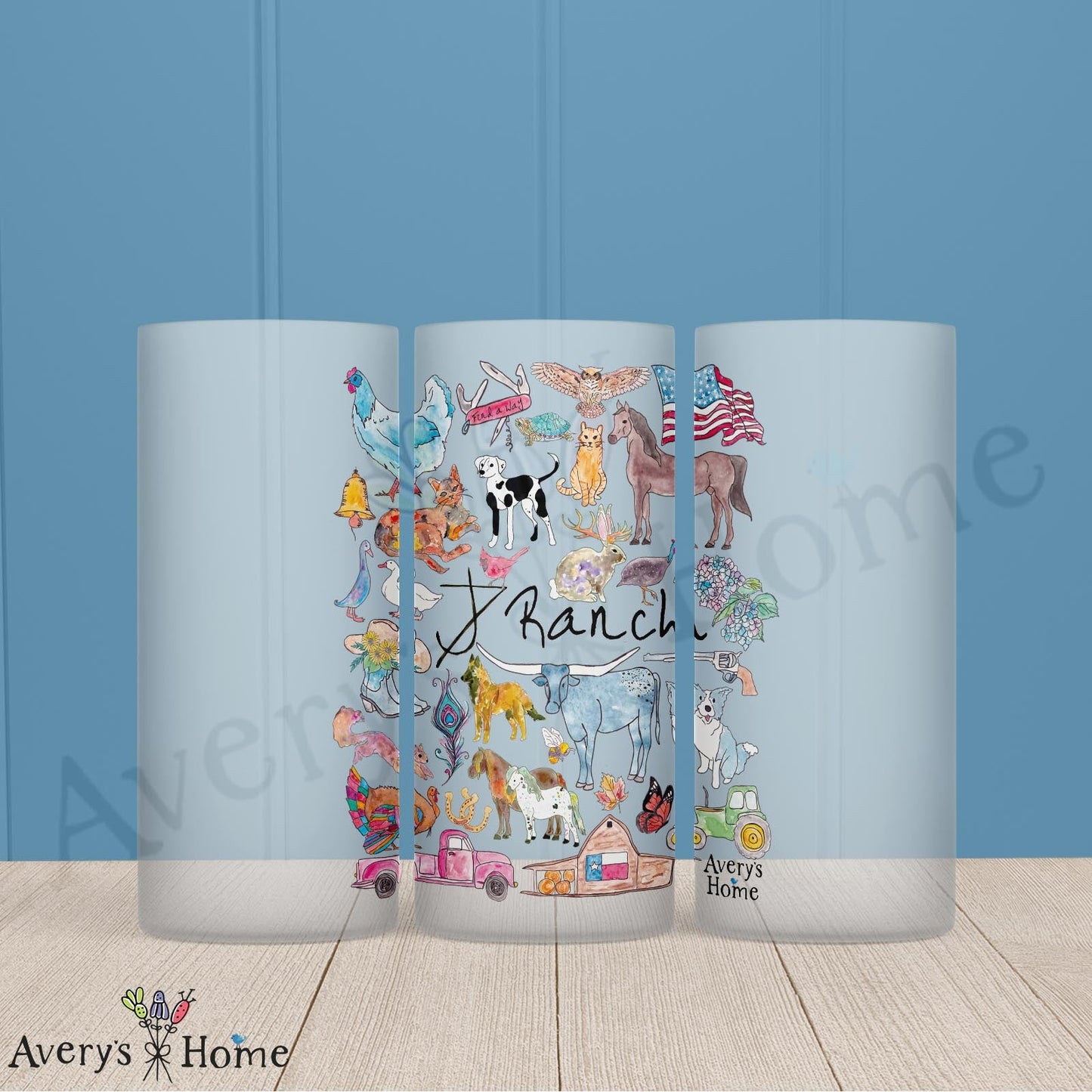 Custom J7 Ranch 16oz Frosted Glass