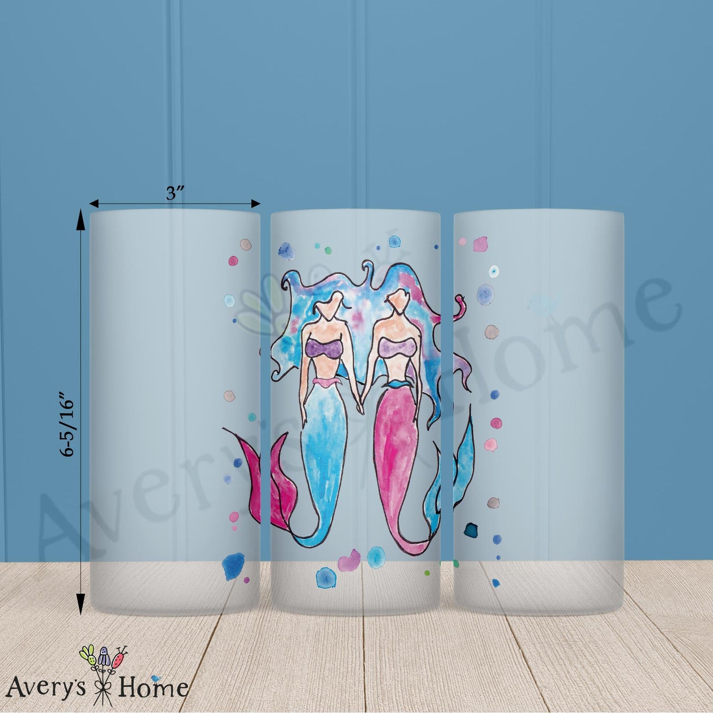 Mermaid Sisters 16oz Frosted Glass