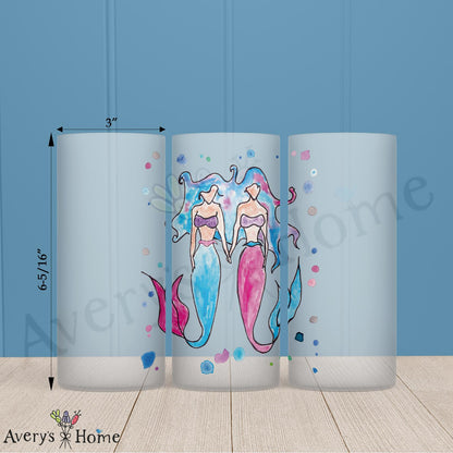 Mermaid Sisters 16oz Frosted Glass