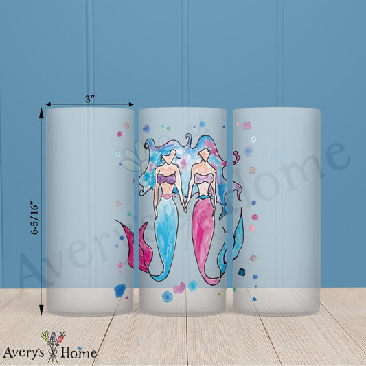 Mermaid Sisters 16oz Frosted Glass