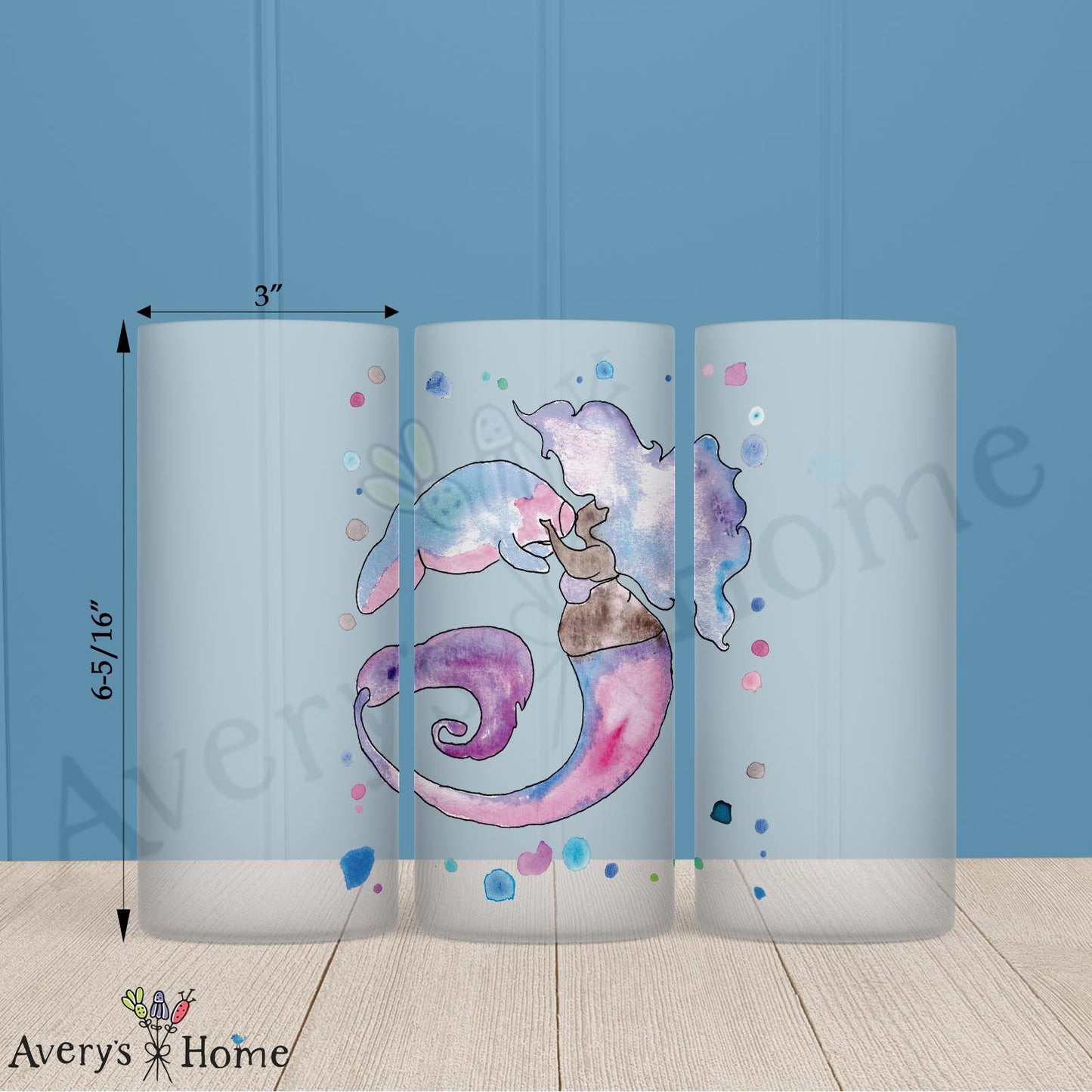Mermaid & Manatee 16oz Frosted Glass