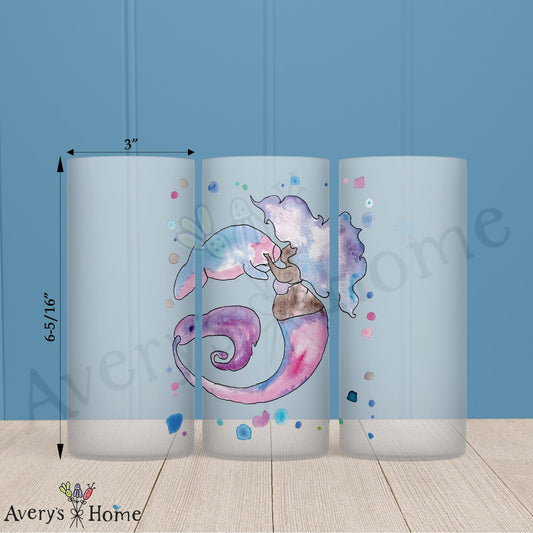 Mermaid & Manatee 16oz Frosted Glass