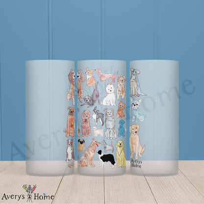 Favorite Dog Breeds 16oz Frosted Glass