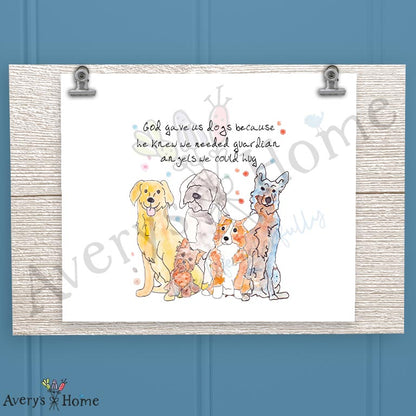 Guardian Angel Dog 16oz Frosted Glass