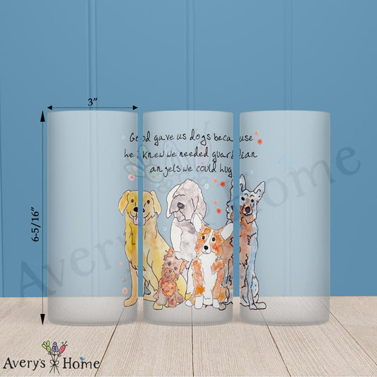 Guardian Angel Dog 16oz Frosted Glass