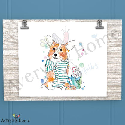 Winter Corgi 16oz Frosted Glass