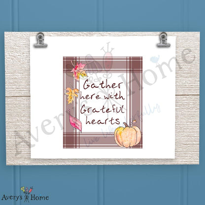 Gather Here 16oz Frosted Glass – Thanksgiving Kitchen Quote