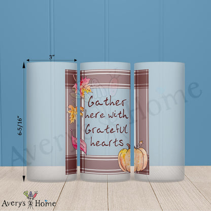 Gather Here 16oz Frosted Glass – Thanksgiving Kitchen Quote