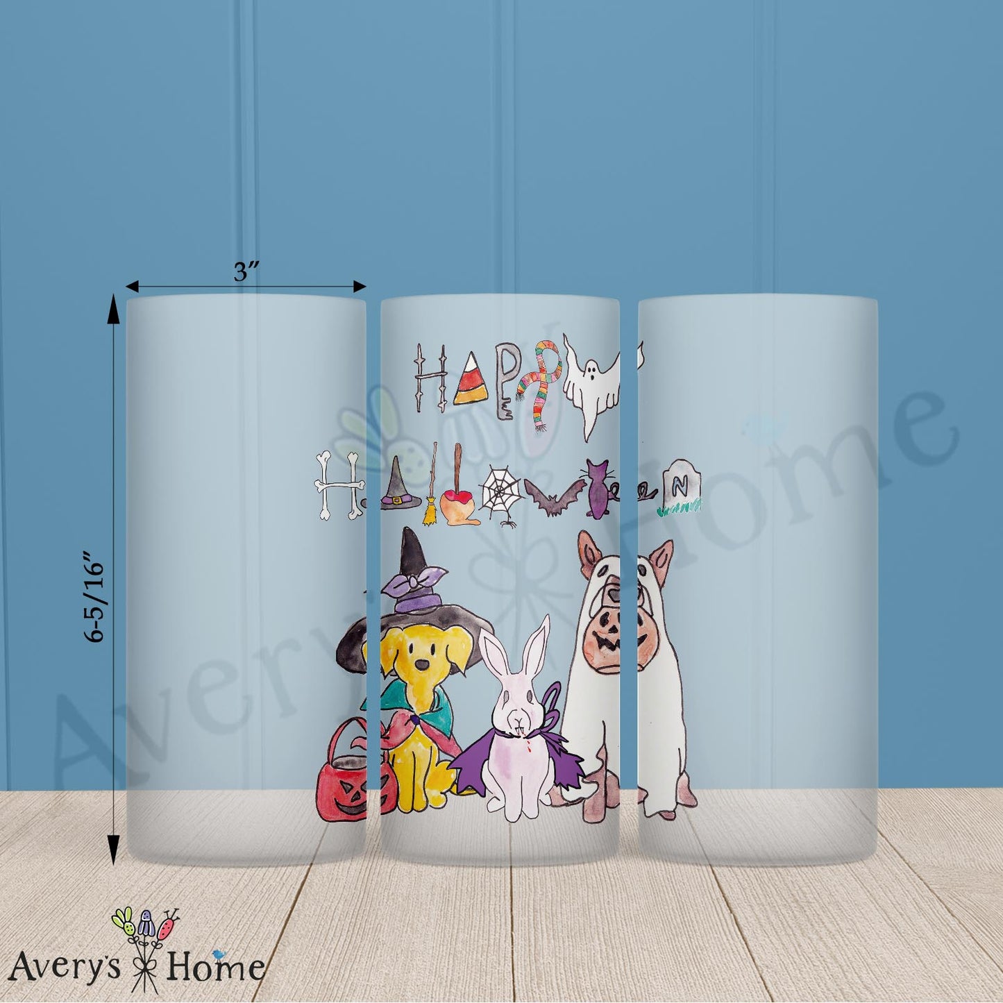 Halloween Dogs 16oz Frosted Glass – Spooky Pup Parade