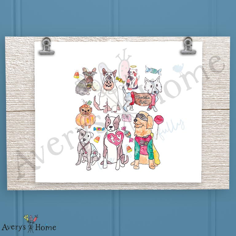 Dogs in Costumes 16oz Frosted Glass – Halloween Pet Parade