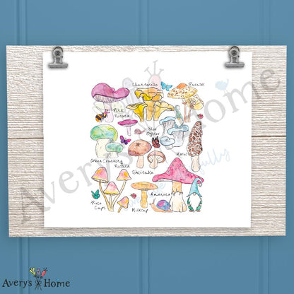 Mushroom Species & Gnome Garden 16oz Frosted Glass – Woodland Decor