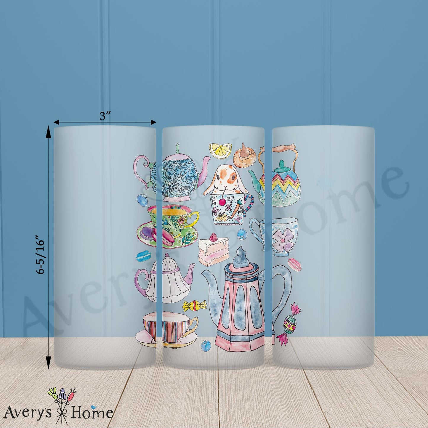 Tea Time Animal 16oz Frosted Glass – Whimsical Café Decor