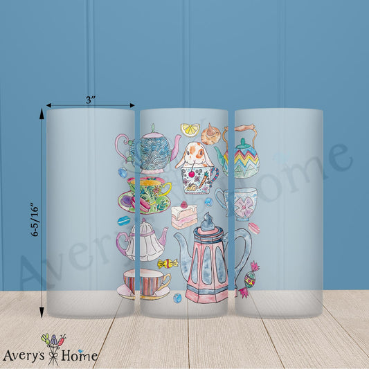 Tea Time Animal 16oz Frosted Glass – Whimsical Café Decor