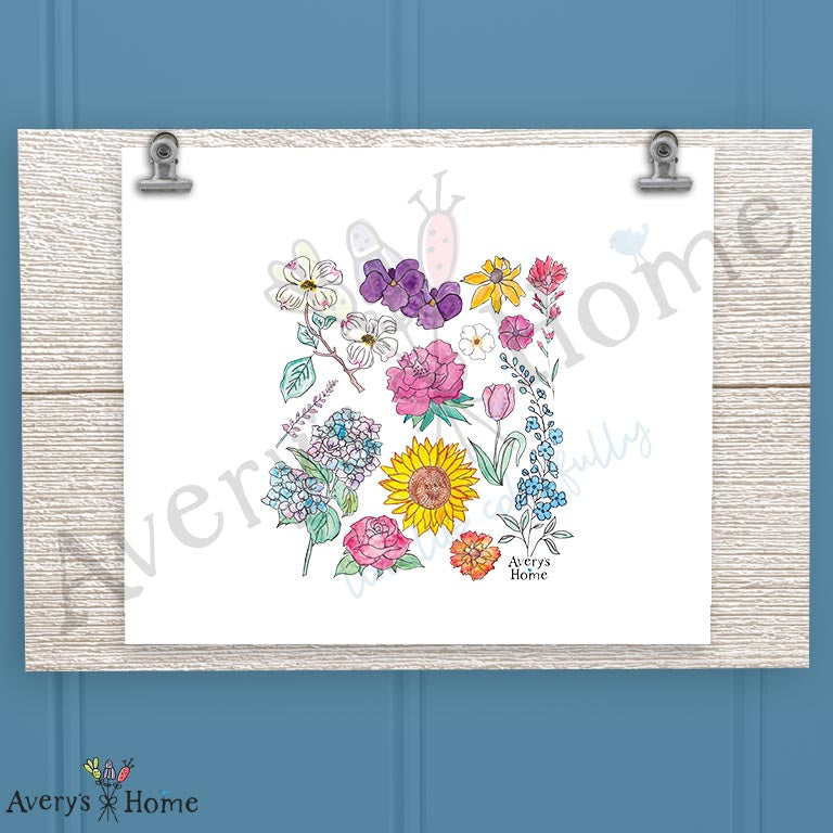 Summer Flowers 16oz Frosted Glass – Colorful Garden Chart