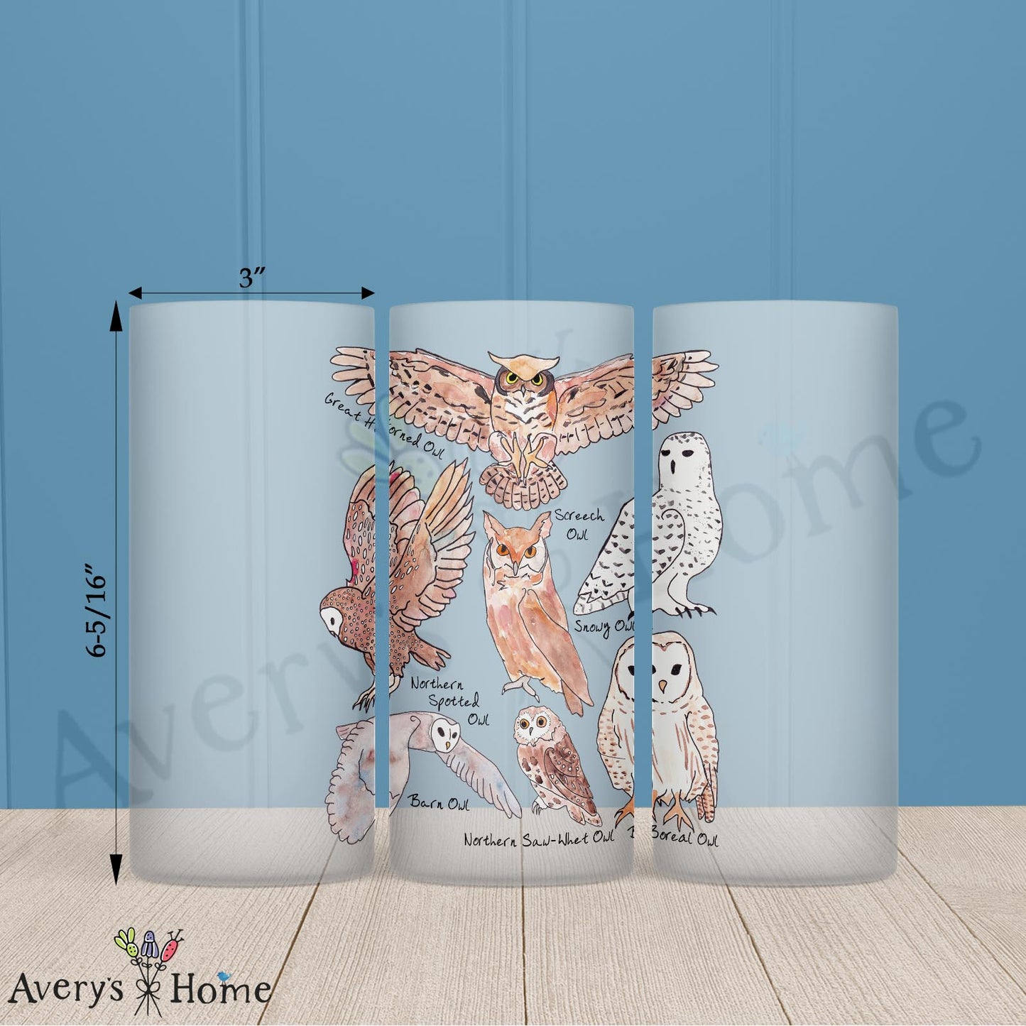 Owls of North America 16oz Frosted Glass – Bird Watcher Decor