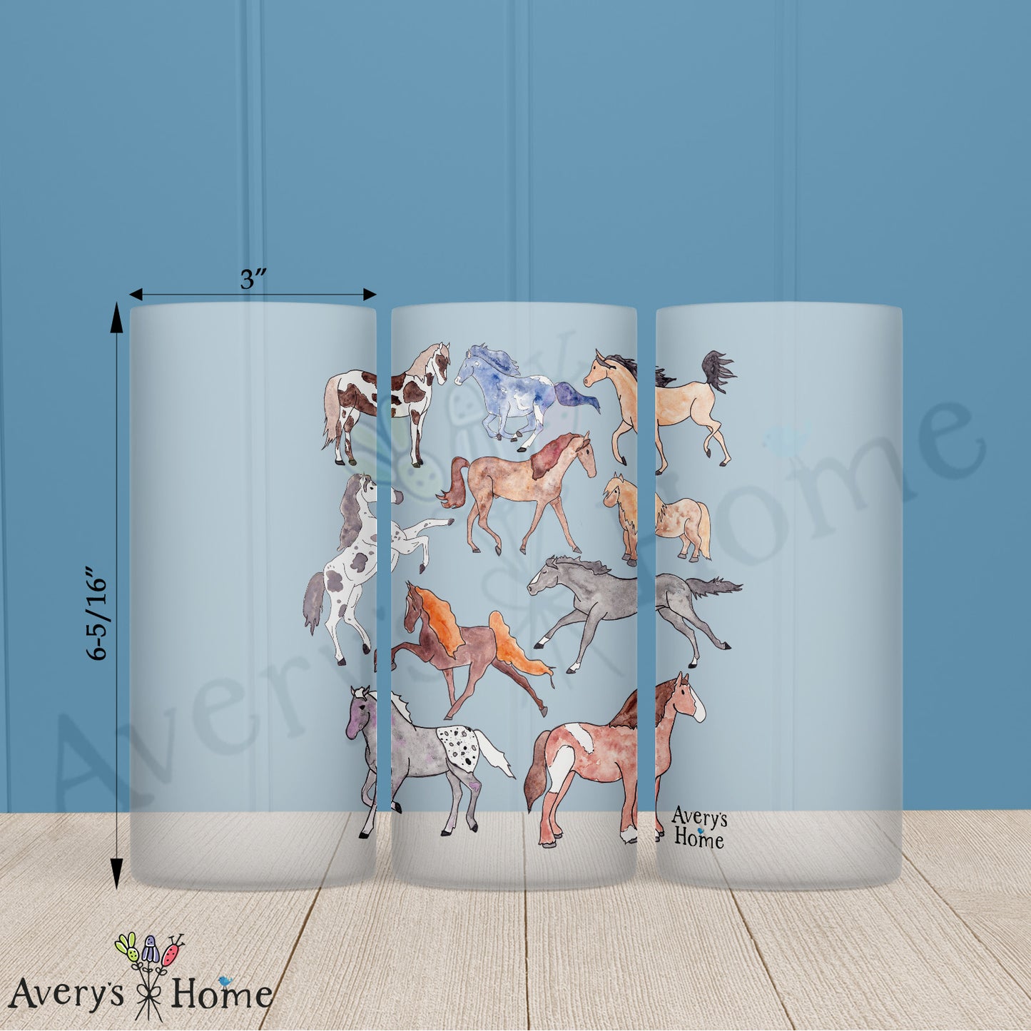 American Horse Breeds 16oz Frosted Glass