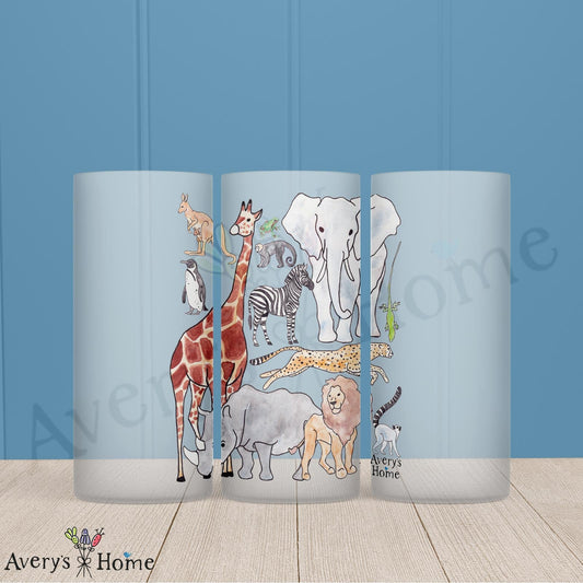 Zoo Animal 16oz Frosted Glass – Safari Jungle Decor