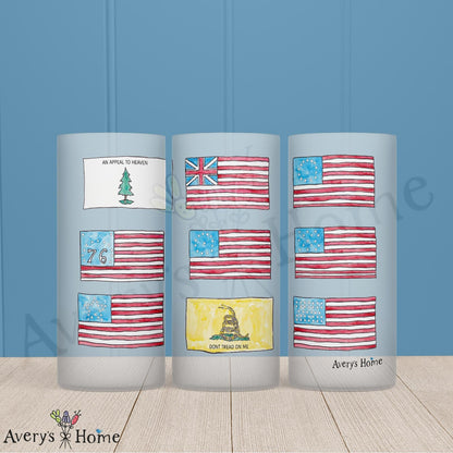 American Flags History 16oz Frosted Glass