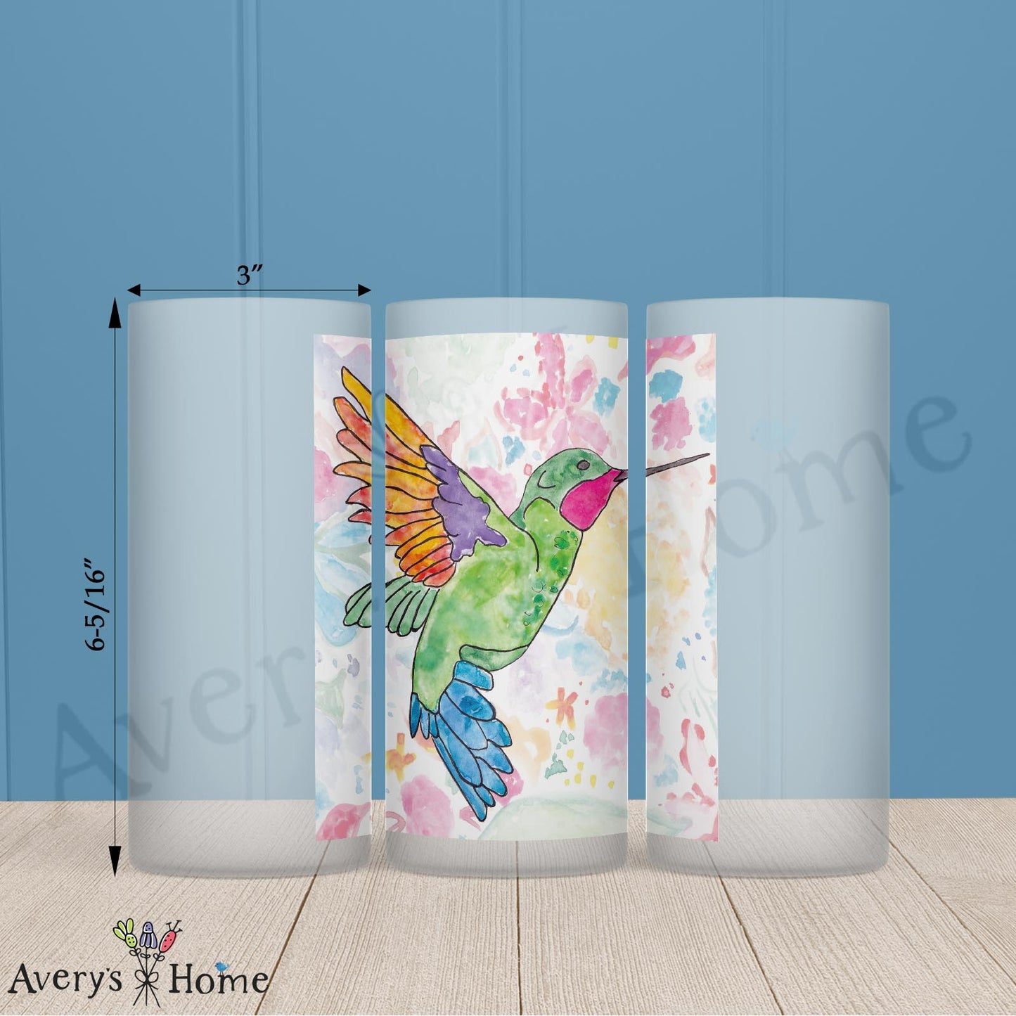 Ruby Throated Hummingbird 16oz Frosted Glass – Garden Decor