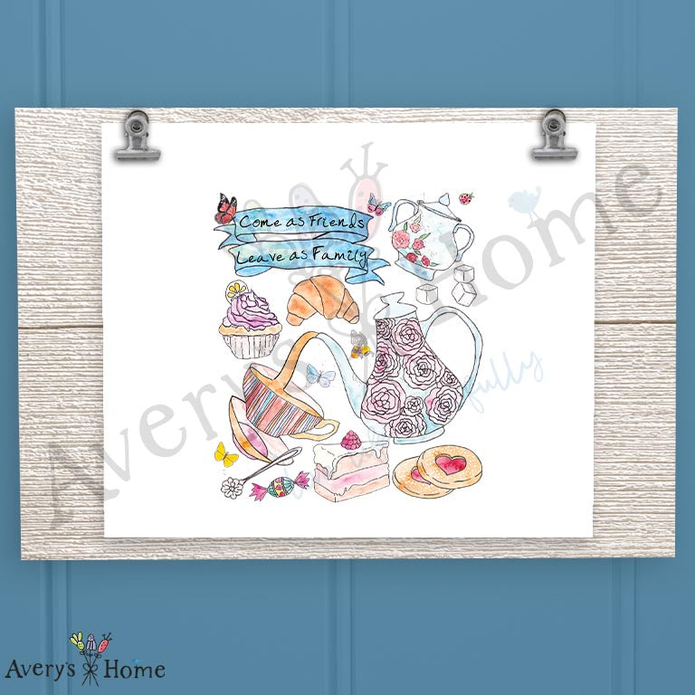 Friendship Tea Time 16oz Frosted Glass – Whimsical Gathering Decor