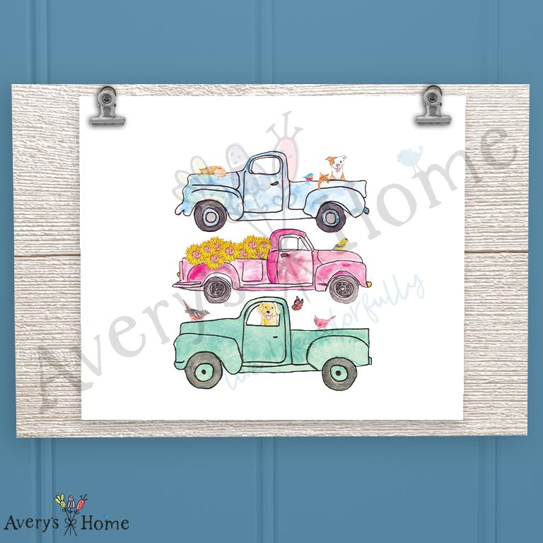 Spring Pickup Trucks 16oz Frosted Glass