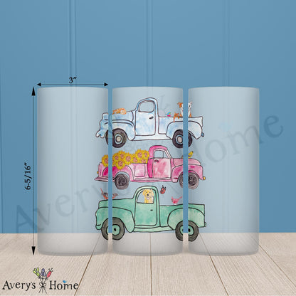 Spring Pickup Trucks 16oz Frosted Glass