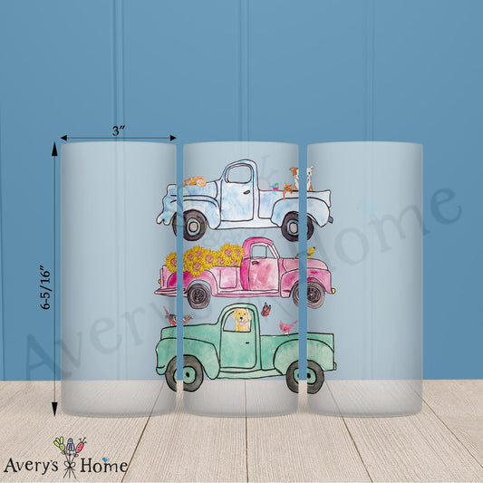 Spring Pickup Trucks 16oz Frosted Glass