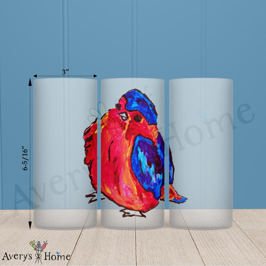 Life Is Beautiful 16oz Frosted Glass – Bird & Floral Decor