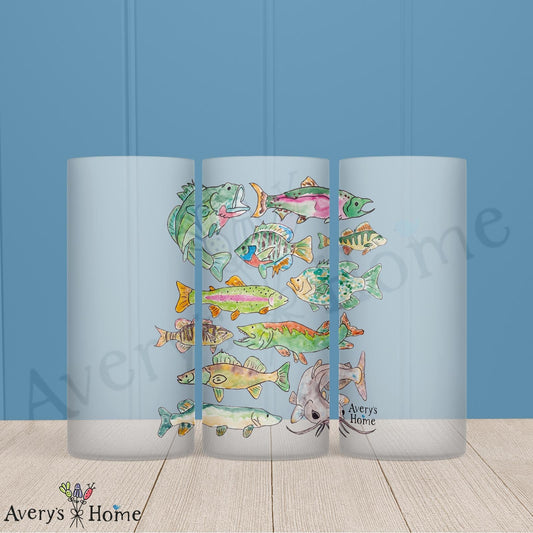 Freshwater Fishing 16oz Frosted Glass