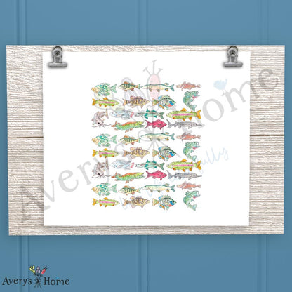 Lake Fish Pattern 16oz Frosted Glass – Freshwater Decor